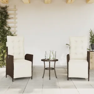 Reclining Patio Chairs 2 pcs with Footrest Brown Poly Rattan