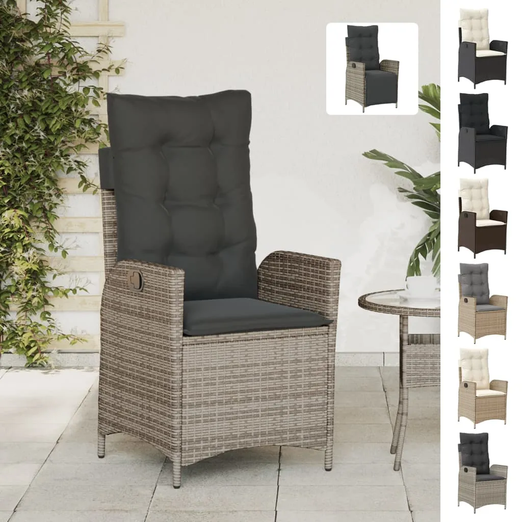 Reclining Patio Chairs 2 pcs with Footrest Brown Poly Rattan