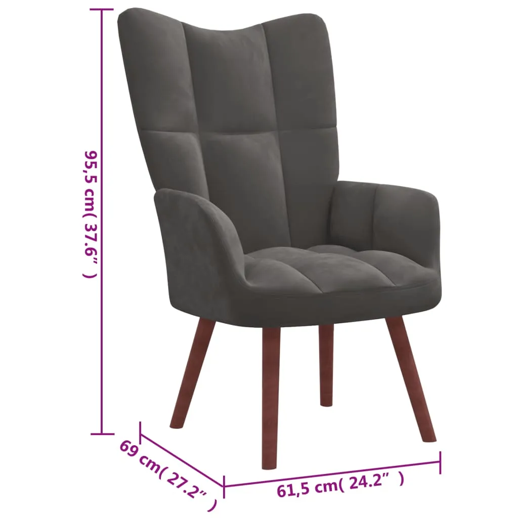 Relaxing Chair Dark Gray Velvet