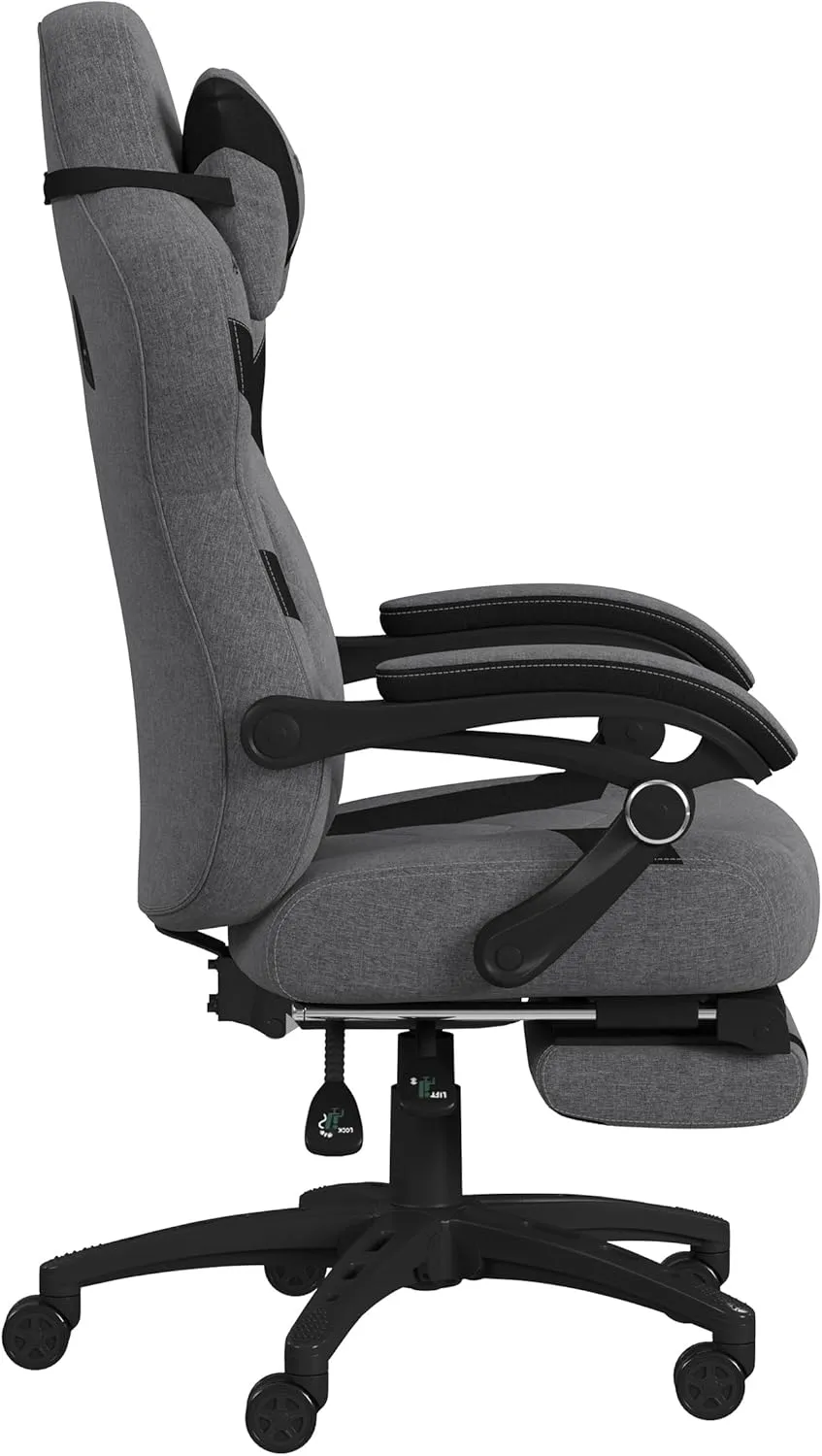 RESPAWN 110 Pro Gaming Chair - Gaming Chair with Footrest, Reclining Gaming Chair, Video Gaming Computer Desk Chair, Adjustable Desk Chair, Gaming Chairs for Adults with Headrest Pillow - Grey Fabric