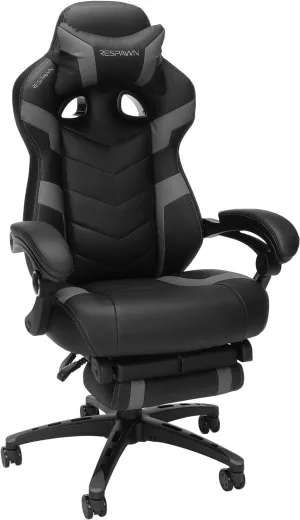 RESPAWN 110 Pro Gaming Chair - Gaming Chair with Footrest, Reclining Gaming Chair, Video Gaming Computer Desk Chair, Adjustable Desk Chair, Gaming Chairs For Adults With Headrest Pillow - Grey