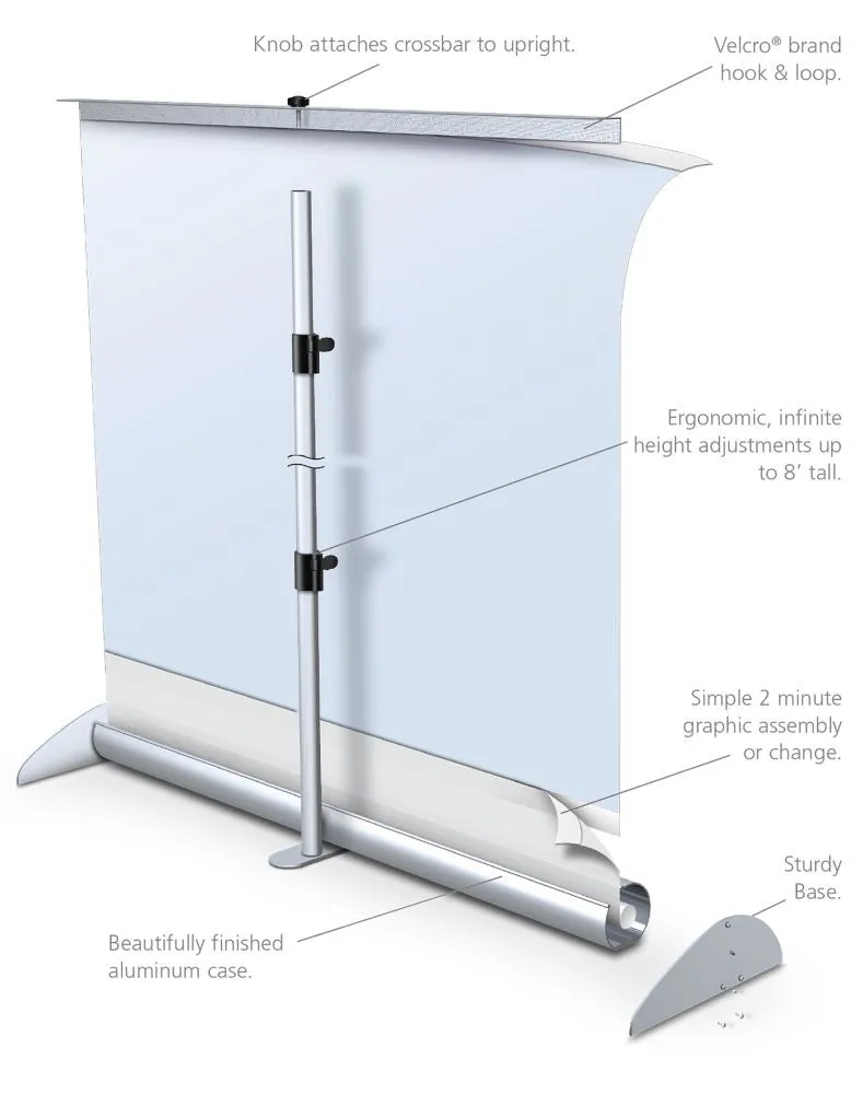 RETRACTABLE BANNER STAND 33" SINGLE SIDED, BLACK W/CARRY BAG