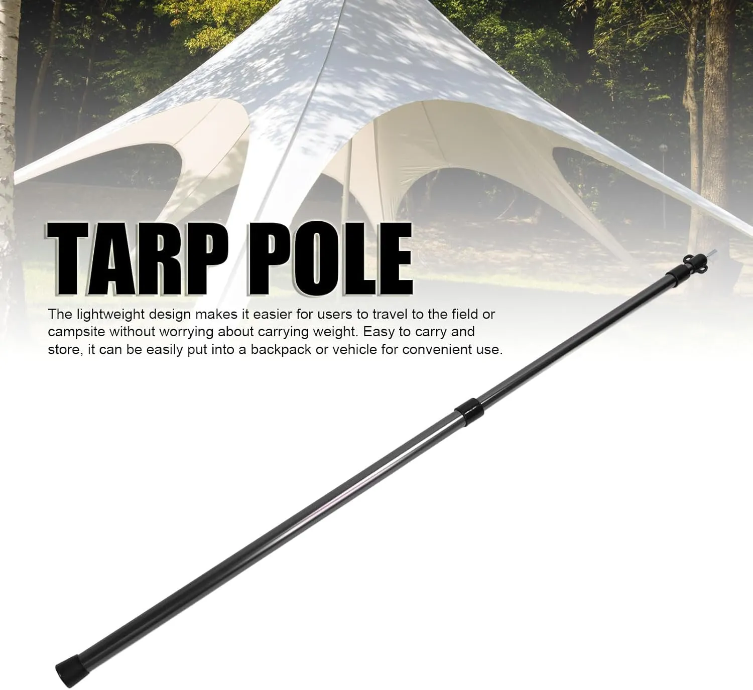 Retractable Canopy Pole, Ultra Light Awning Shelter Camping Accessories Tent Pole for Outdoor Canopy Sun Sails Tarpaulin (Black)