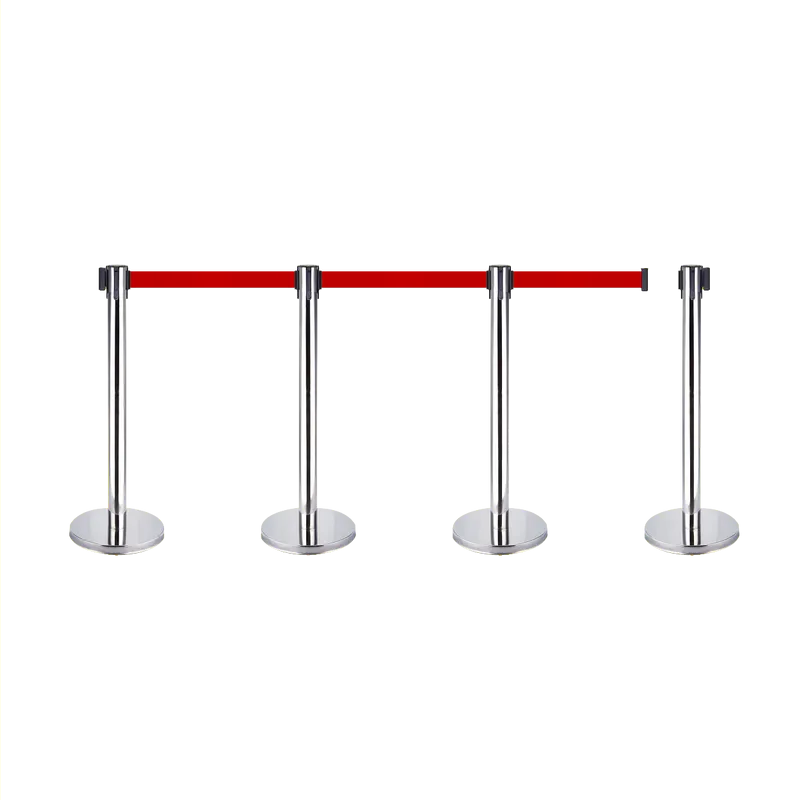 Retractable Queue Crowd Control Barriers | Silver Pole Red Belt