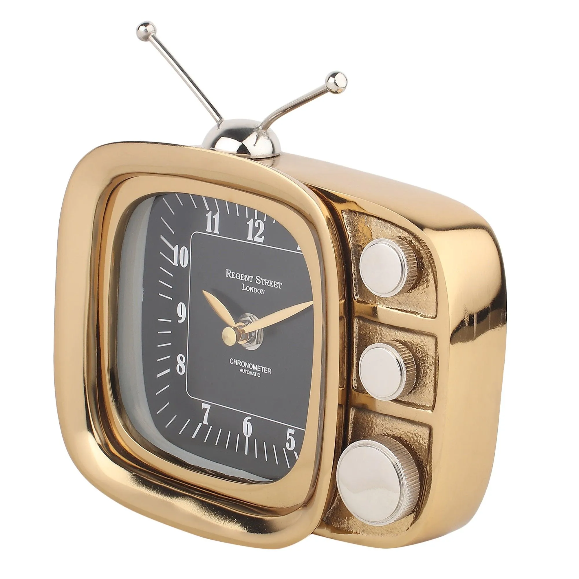 Retro TV Timepiece in Gold