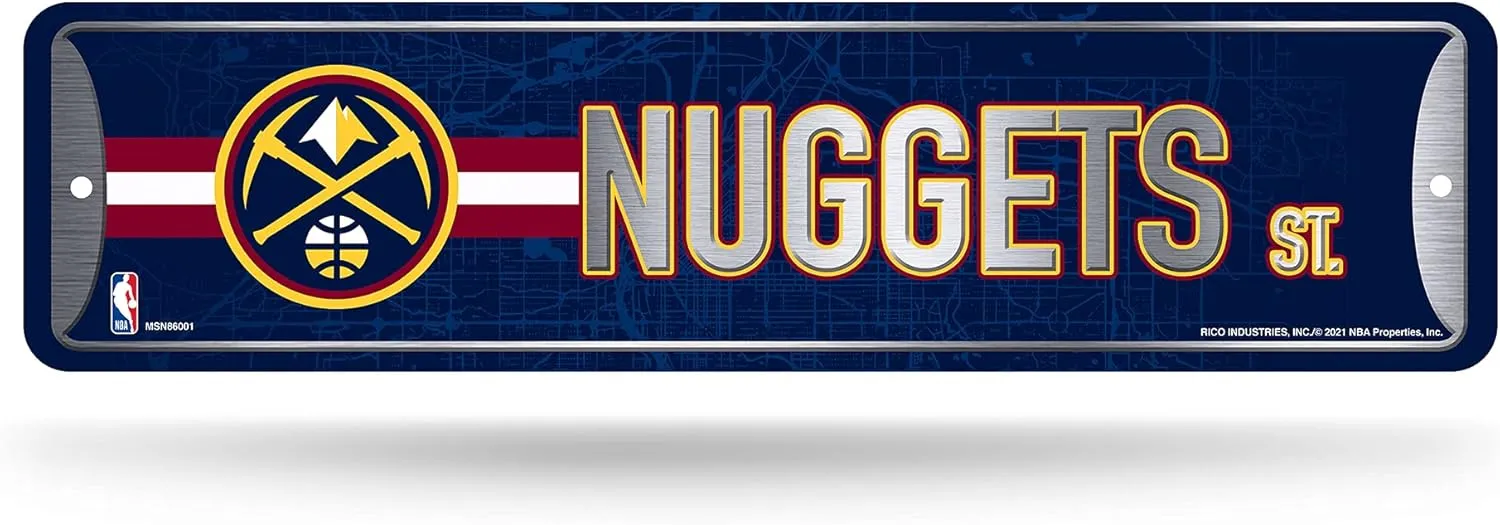Rico Industries NBA Metal Street Sign Metal Street Sign 4" x 15" Home Décor - Bedroom - Office - Man Cave