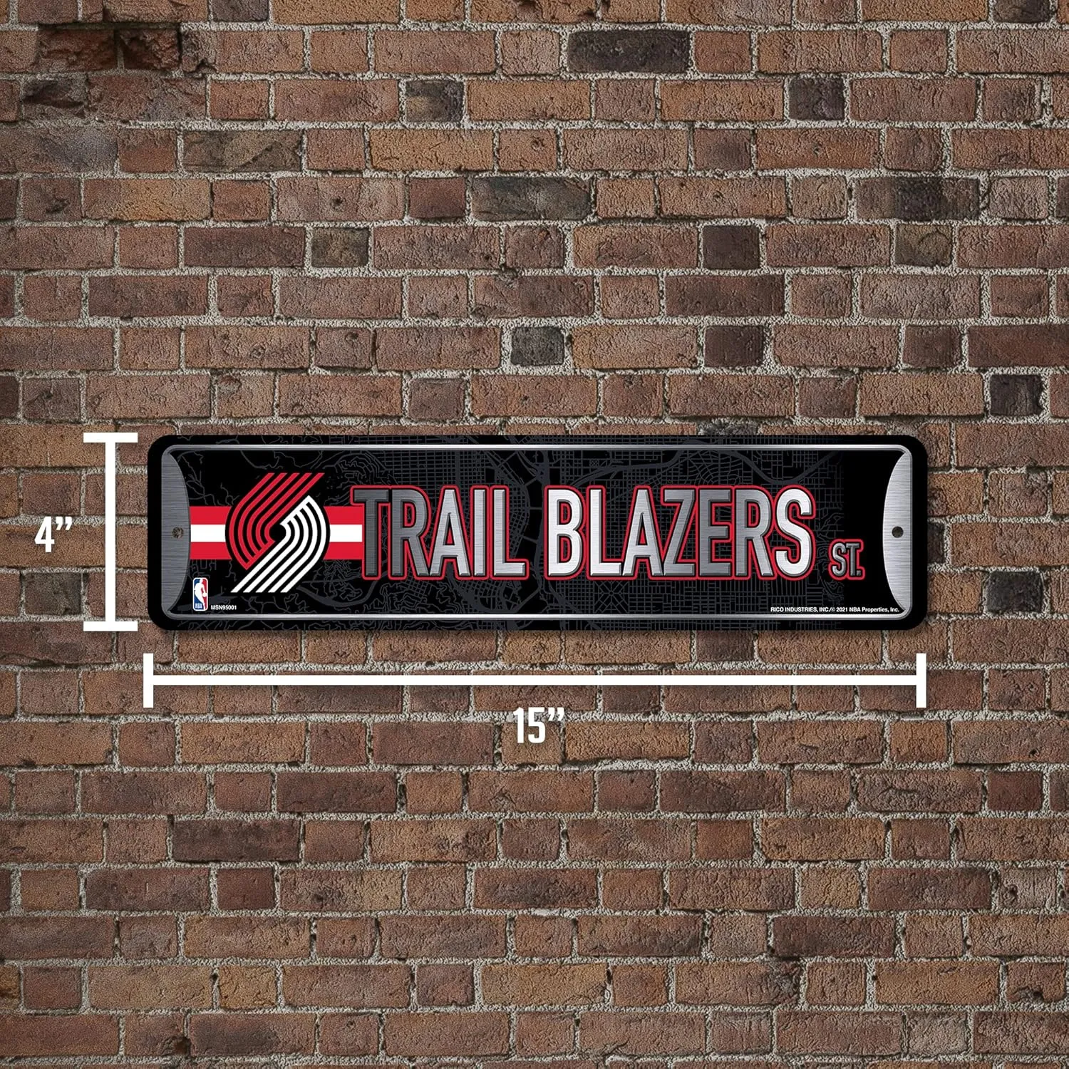 Rico Industries NBA Metal Street Sign Metal Street Sign 4" x 15" Home Décor - Bedroom - Office - Man Cave