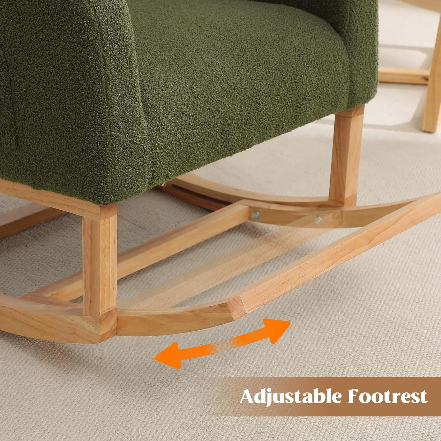 Rocking Chair Nursery, Nursery Rocking Chairs with Foot Rest, Comfy Glider Rocker Nursing Chair with High Back for Nursery, Living Room, Bedroom, Teddy Green
