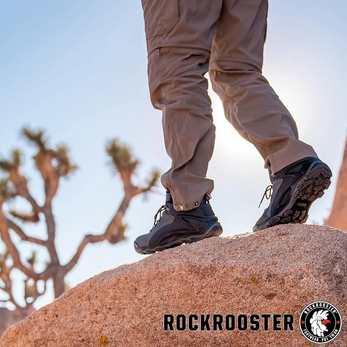 ROCKROOSTER Farland Waterproof Hiking Shoes for Men, 4" Non-Slip Outdoor Trekking Shoes, Anti-Fatigue, Comfortable (KS252 KS253)
