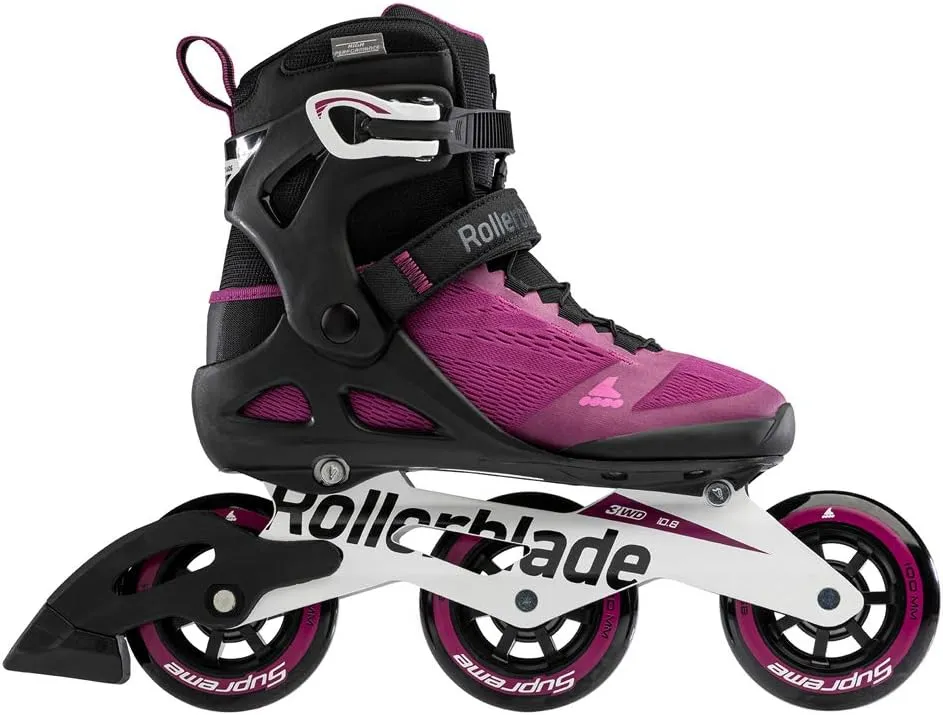 Rollerblade Macroblade 100 3WD Womens Adult Fitness Inline Skate, Violet and Black, Performance Inline Skates