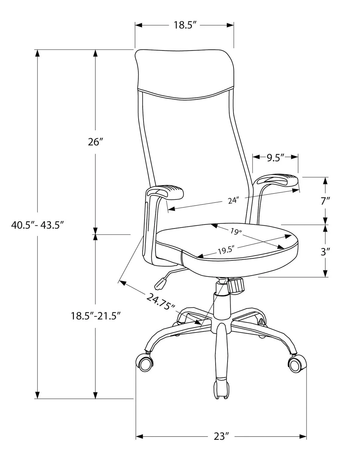 Roman 23" Ergonomically Designed Office Chair - White|Chaise de bureau Roman de 23 po à conception ergonomique - blanche