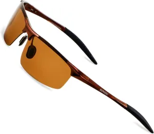 RONSOU Mens Sunglasses Polarized Sport UV Protection Ultralight Al Mg Sunglasses for Men Fishing Driving Golf