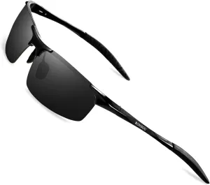 RONSOU Mens Sunglasses Polarized Sport UV Protection Ultralight Al Mg Sunglasses for Men Fishing Driving Golf