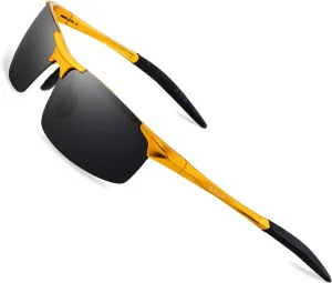 RONSOU Mens Sunglasses Polarized Sport UV Protection Ultralight Al Mg Sunglasses for Men Fishing Driving Golf