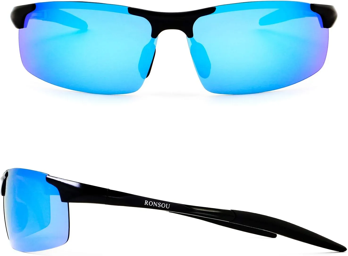 RONSOU Mens Sunglasses Polarized Sport UV Protection Ultralight Al Mg Sunglasses for Men Fishing Driving Golf
