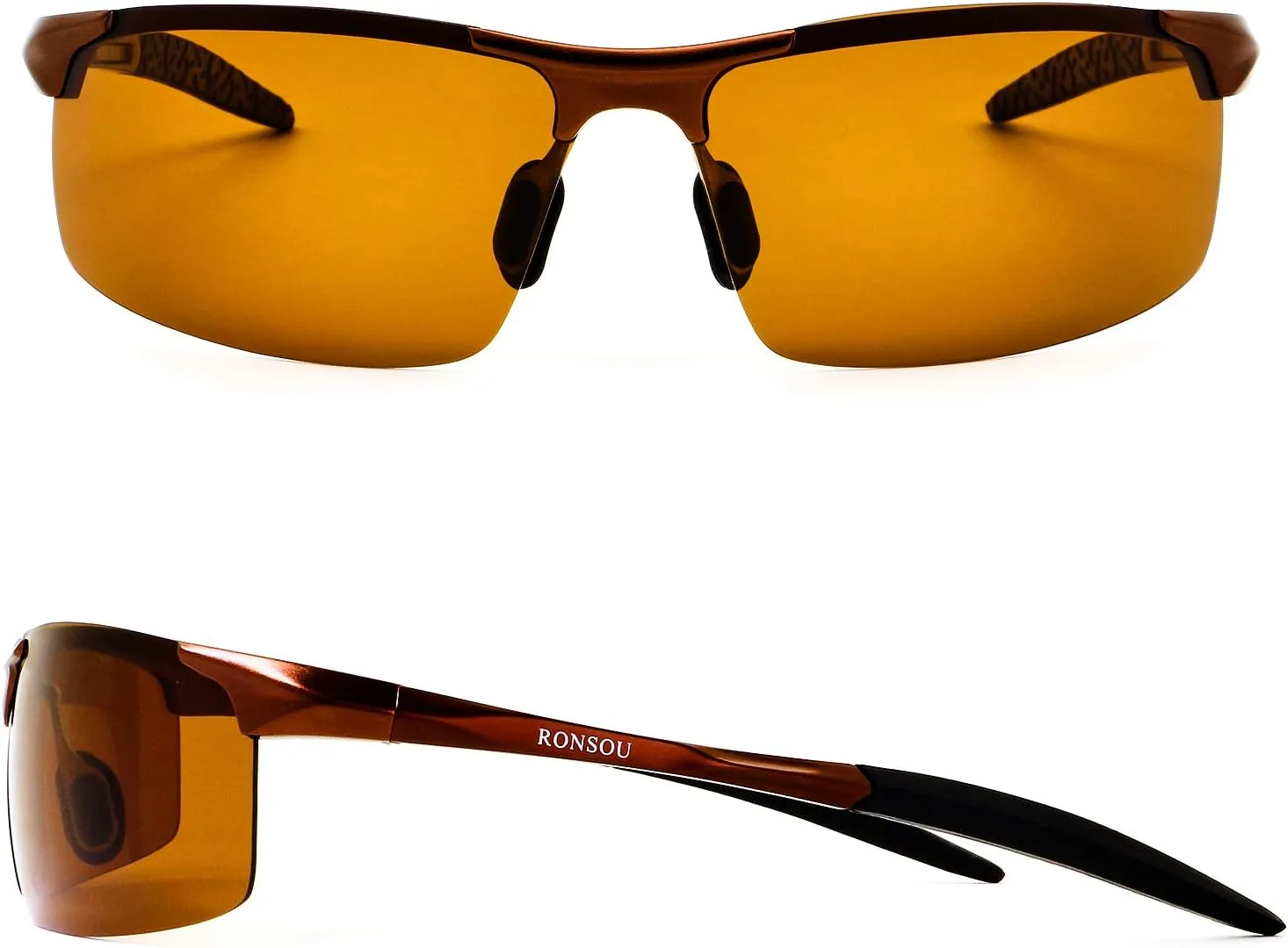RONSOU Mens Sunglasses Polarized Sport UV Protection Ultralight Al Mg Sunglasses for Men Fishing Driving Golf