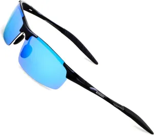 RONSOU Mens Sunglasses Polarized Sport UV Protection Ultralight Al Mg Sunglasses for Men Fishing Driving Golf