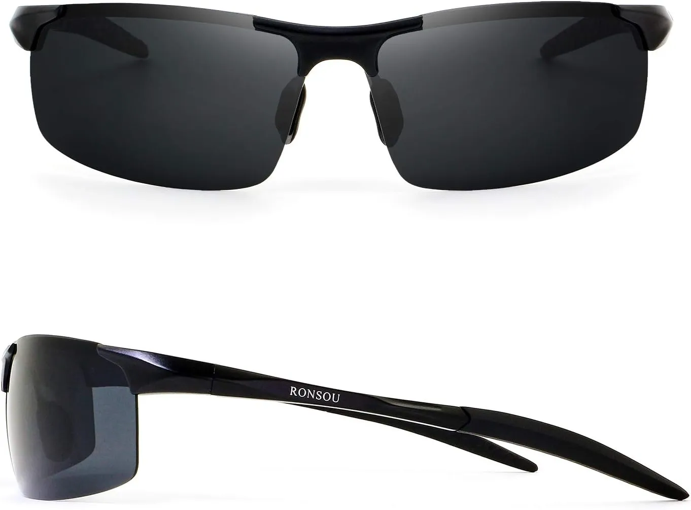RONSOU Mens Sunglasses Polarized Sport UV Protection Ultralight Al Mg Sunglasses for Men Fishing Driving Golf