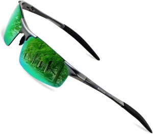 RONSOU Mens Sunglasses Polarized Sport UV Protection Ultralight Al Mg Sunglasses for Men Fishing Driving Golf
