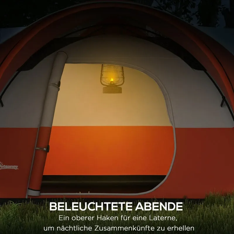 Rootz 5-6 Person Camping Tent - Family Tent - Waterproof Tent - Spacious Design - Enhanced Ventilation - 550L x 300W x 198H cm - Orange