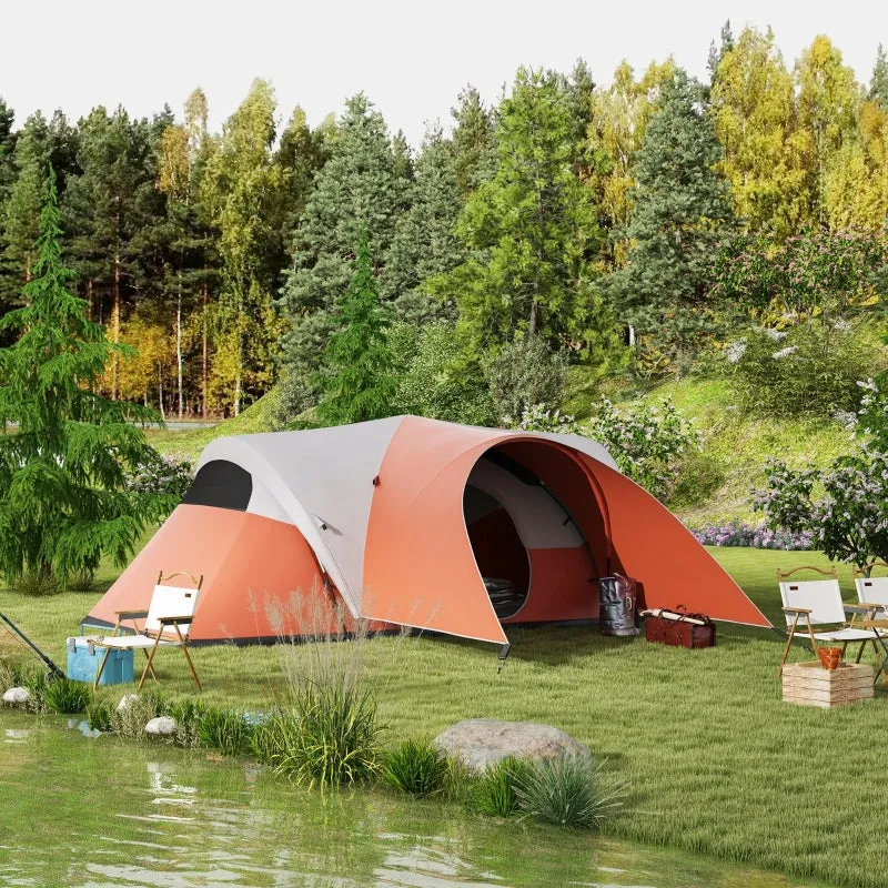 Rootz 5-6 Person Camping Tent - Family Tent - Waterproof Tent - Spacious Design - Enhanced Ventilation - 550L x 300W x 198H cm - Orange