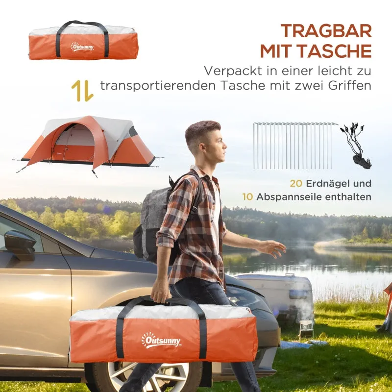 Rootz 5-6 Person Camping Tent - Family Tent - Waterproof Tent - Spacious Design - Enhanced Ventilation - 550L x 300W x 198H cm - Orange