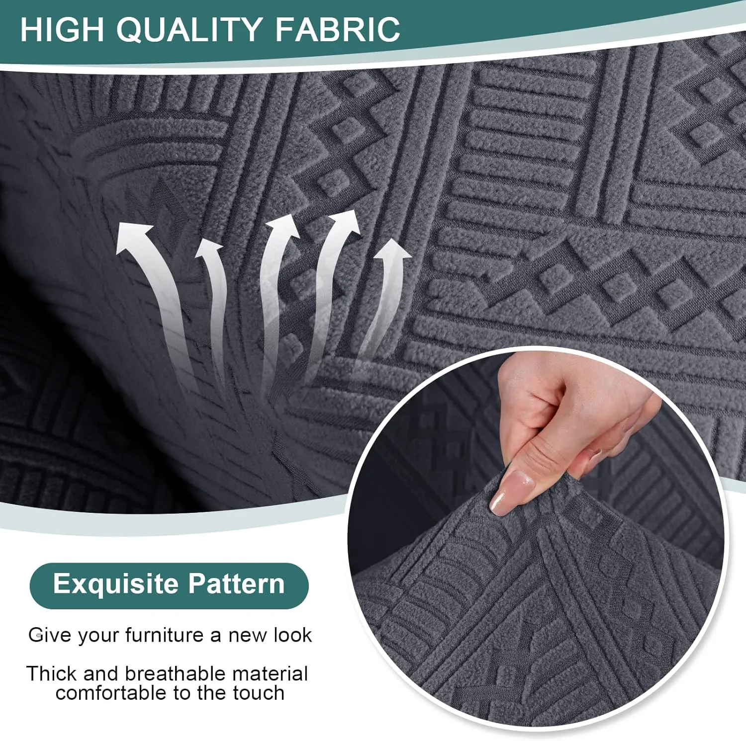 Ruaozz Recliner Sofa Covers Recliner Chair Covers Couch Covers for Reclining Couches with Pockets Washable Furniture Protector with Elastic Bottom (3 Seater, Dark Gray)