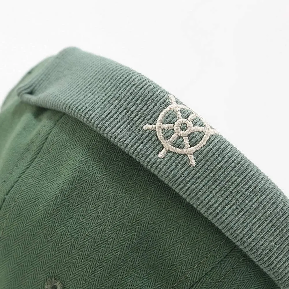 Rudder Embroidery Pattern Sailor Cap Rolled Cuff Retro Brimless Hat
