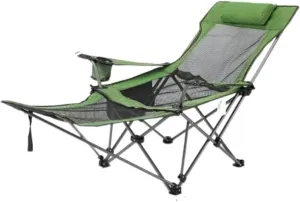 RUVOO Camping Chair Folding Chairs Lawn Chairs Folding Recliner Chair Camping Folding Chair Beach Sun Patio Chaise Lounge Chair Pool Lawn Lounger Folding Chair Camp Chair Moon Chair (Color : Green)