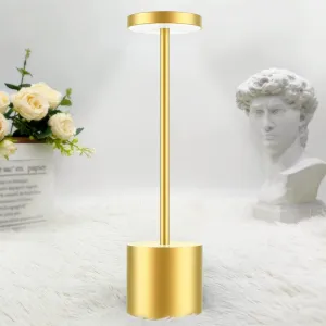 Rynx | Hapfish Wireless LED Desk Lamp, 5000Mah Rechargeable Battery Powered Desk Lamps, 3 Color Modes, Dimmable, Wireless Small Lights For Bedroom/Outdoor/Restaurant/Office (Gold)