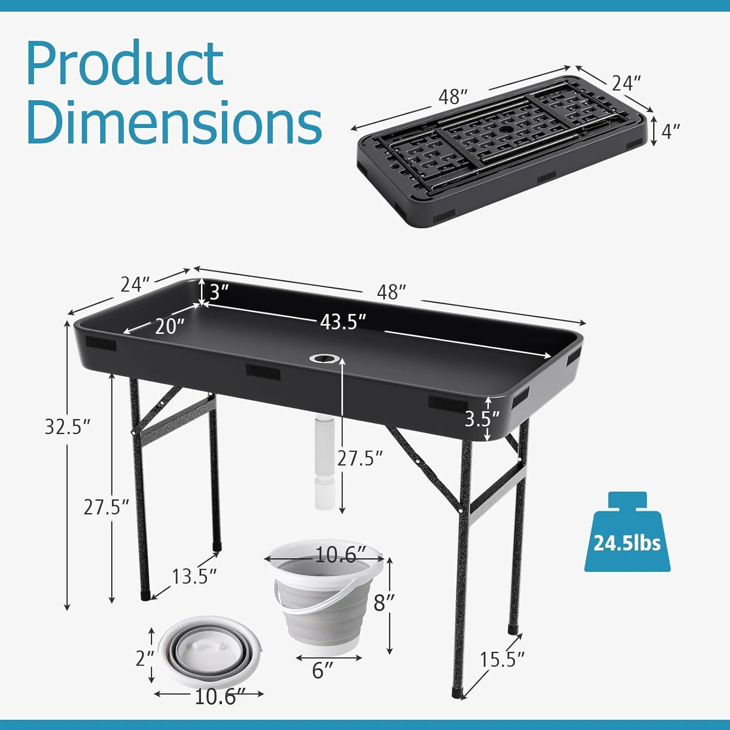 S AFSTAR 4 Foot Ice Tables for Parties with Drain, Folding Cooler Table Outdoor with Foldable Bucket, Removable Skirt, Portable Chill Cooler for Drinks Beverages, Party Ice Bin Table for BBQ Wedding