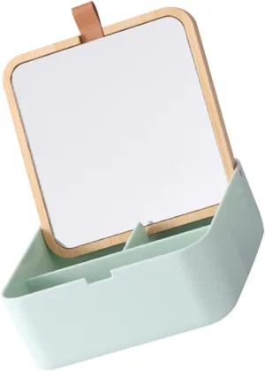 SaditY Box Flip Storage Table Mirror Storage Container Table Standable Mirror Makeup Organizer with Mirror Office Desk Storage Table Makeup Mirror Aluminum Mirror Girl Square Mirror Image