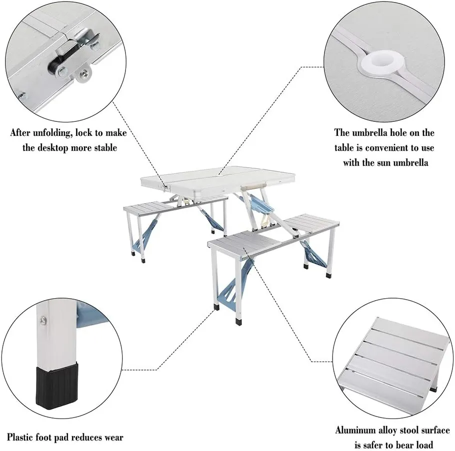 Savins One Piece Folding Table and Chair Aluminum Alloy
