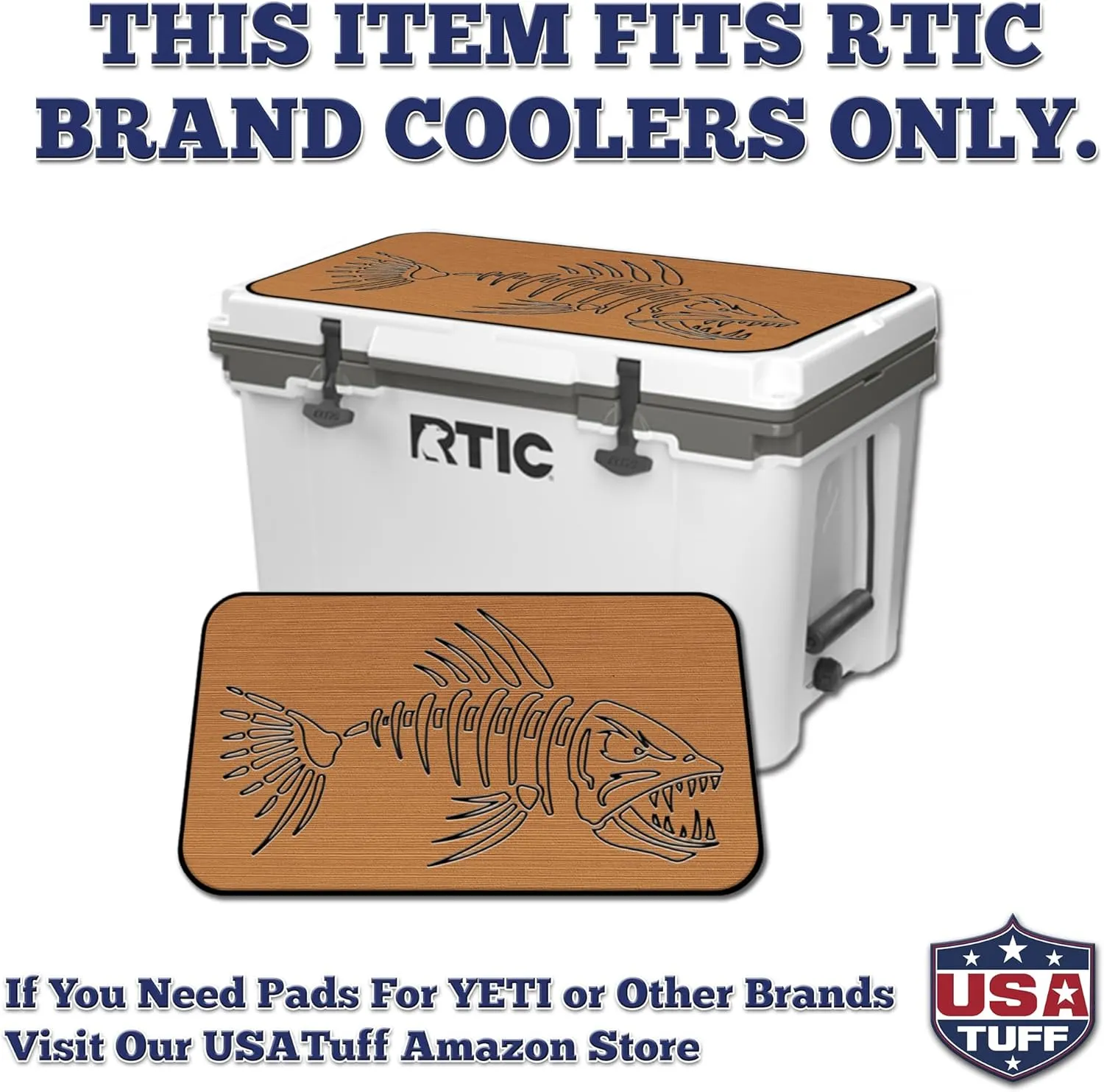 SeaDek EVA Mat Cooler Pad fits RTIC | Peel & Stick Application | Non Slip Comfort Accessories - Bonefish Design (Mocha-Black)
