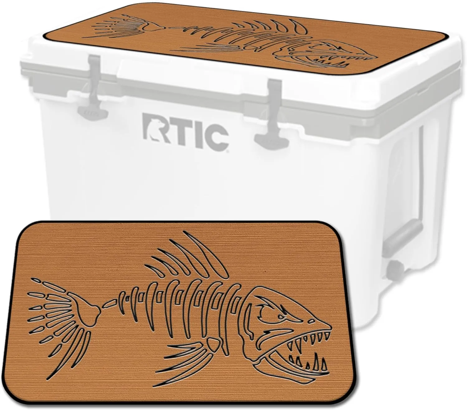SeaDek EVA Mat Cooler Pad fits RTIC | Peel & Stick Application | Non Slip Comfort Accessories - Bonefish Design (Mocha-Black)