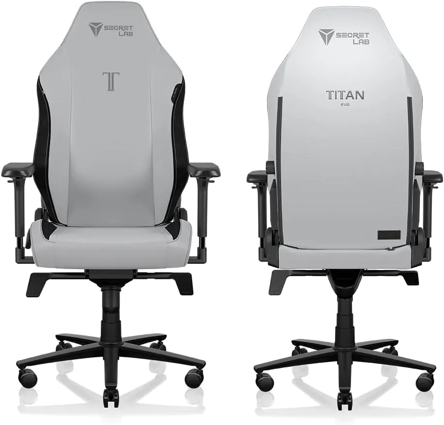 Secretlab Titan Evo Ash Gaming Chair - Reclining - Ergonomic & Comfortable Computer Chair with 4D Armrests - Magnetic Head Pillow & 4-Way Lumbar Support - Small - Gray - Leatherette