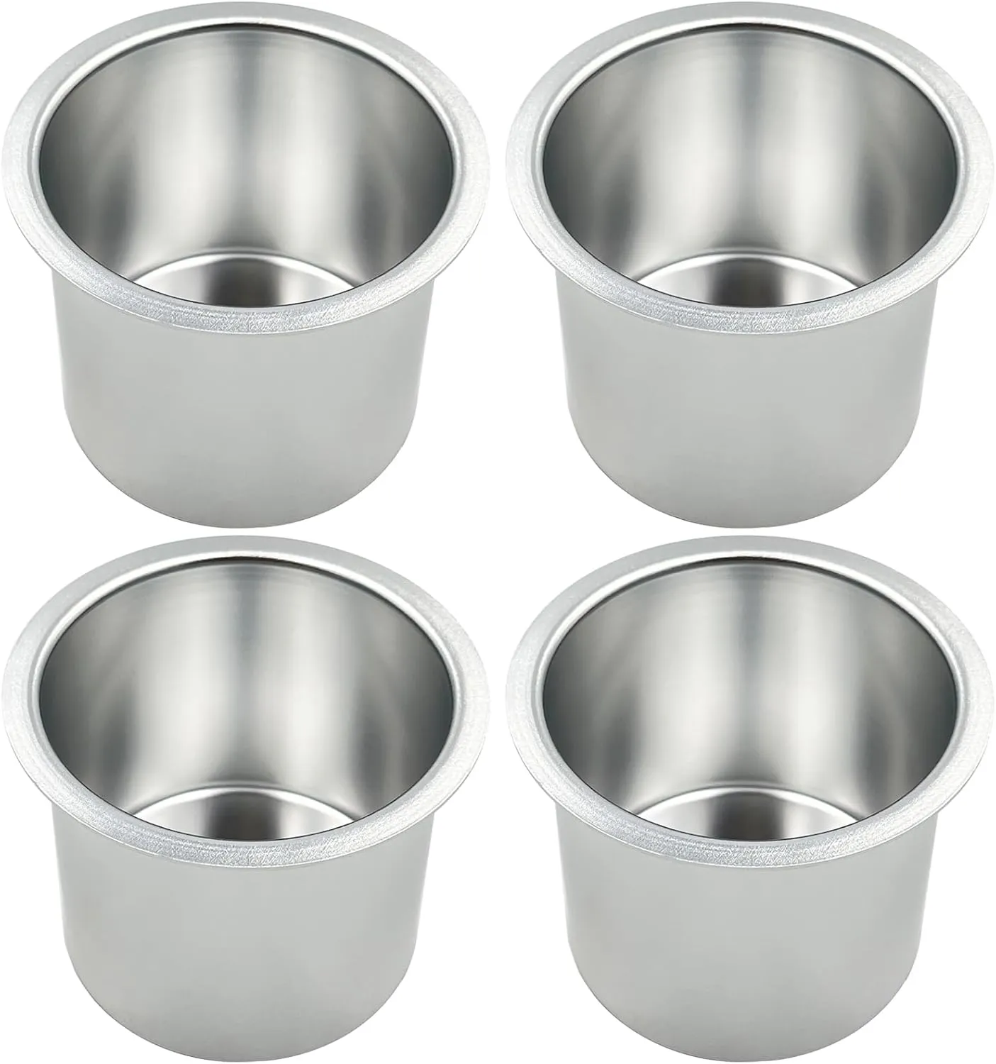 SEETOOOGAMES Drop-in Cup Holder Insert - Jumbo Silver Aluminum Cup Holders for Table - Pack of 4