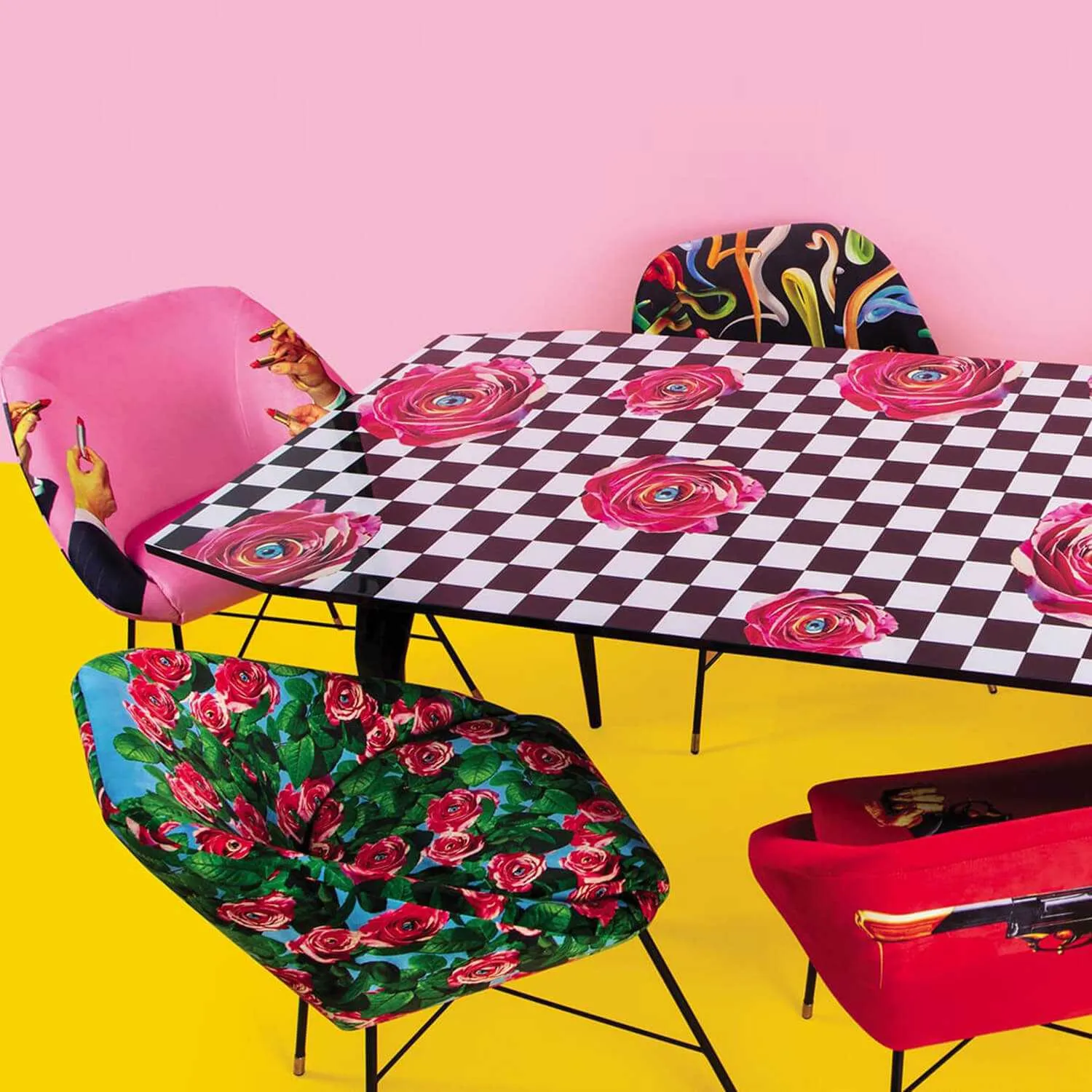 Seletti Toiletpaper Padded Chair Lipsticks Black