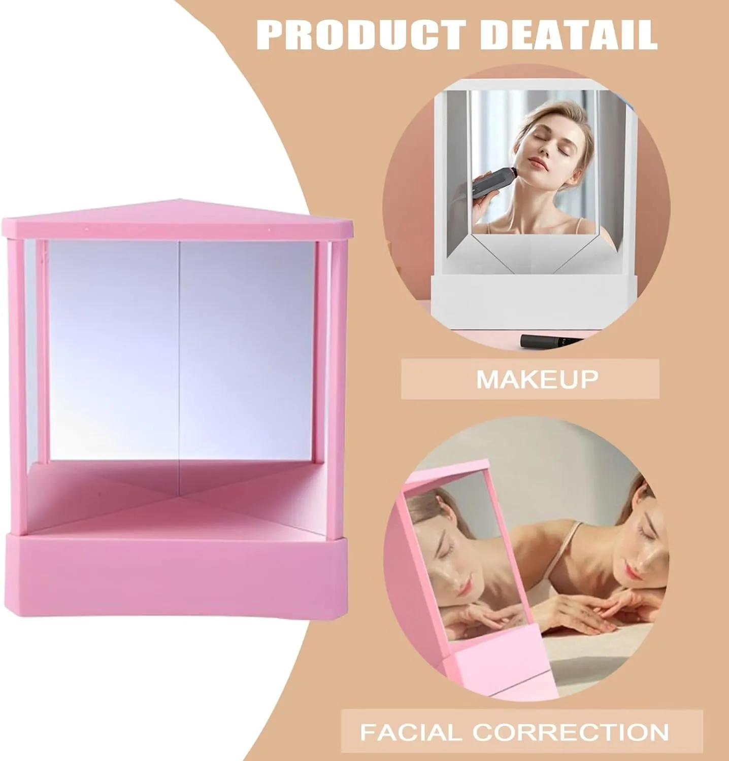 Self cut system Table Vanity Makeup True Image Reflection Non Reversing Mirror with Stand Precision Travel Dance Mirror for Dancers Artists Aestheticians Spa Events Hair Cuting,Styling Grooming(Black,
