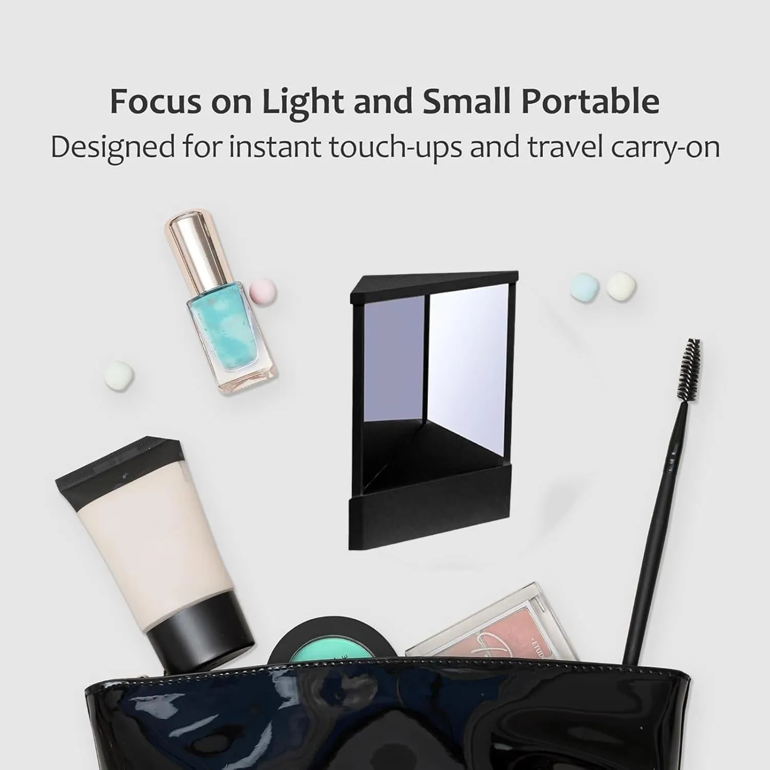 Self cut system Table Vanity Makeup True Image Reflection Non Reversing Mirror with Stand Precision Travel Dance Mirror for Dancers Artists Aestheticians Spa Events Hair Cuting,Styling Grooming(Black,