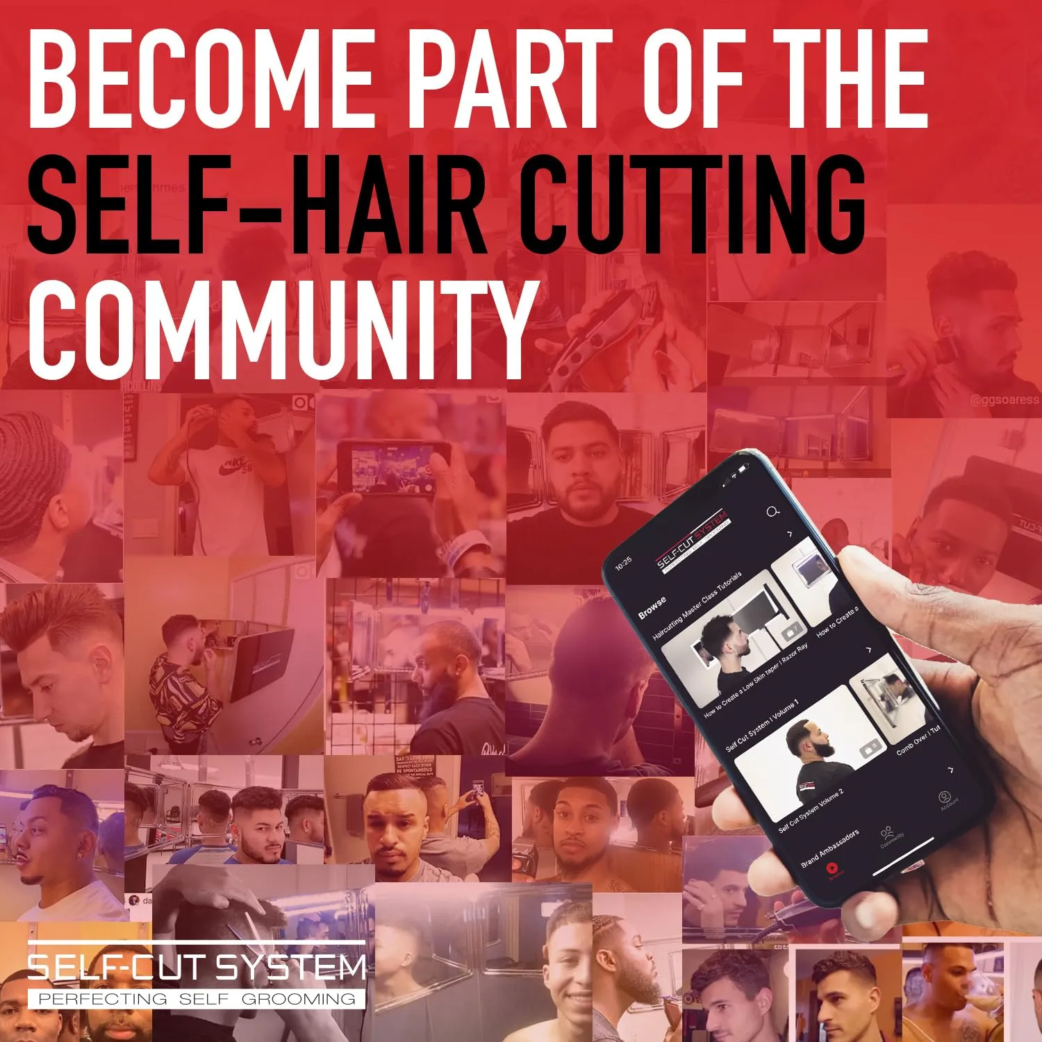 SELF-Cut System Travel Version - Three Way Mirror for Self Hair Cutting with Height Adjustable Telescoping Hooks and Free Educational Mobile App