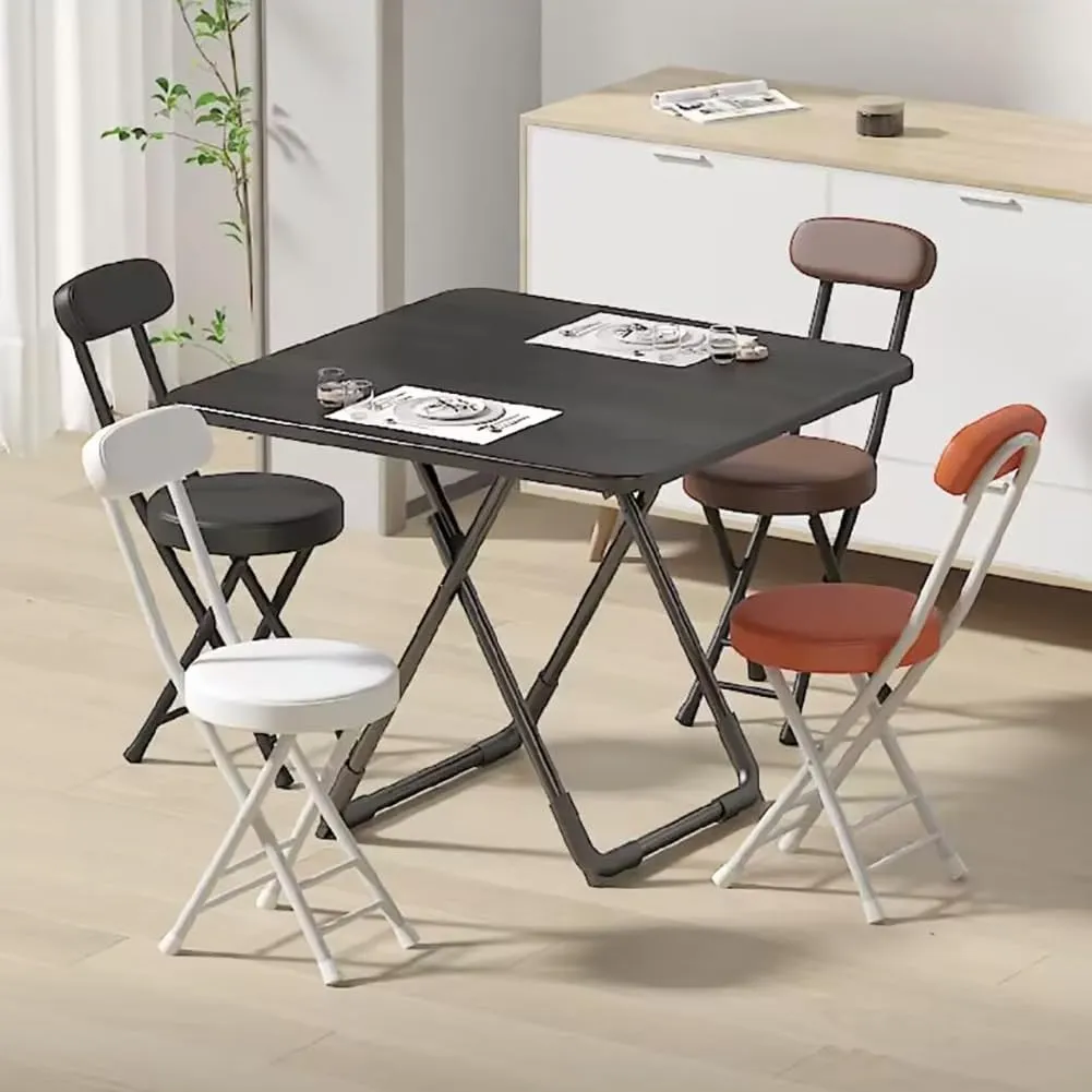 Set of 2 Portable Folding Round Stool,Cushioned Padded Folding Bar Stool,for Outdoor Indoor Fishing Hiking Gardening Travel（Sitting Height:17.7in）,White-Seat Height 45cm 2 Piece
