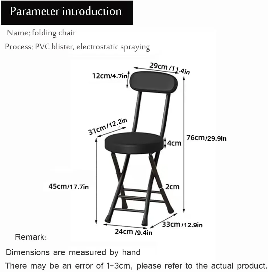 Set of 2 Portable Folding Round Stool,Cushioned Padded Folding Bar Stool,for Outdoor Indoor Fishing Hiking Gardening Travel（Sitting Height:17.7in）,White-Seat Height 45cm 2 Piece