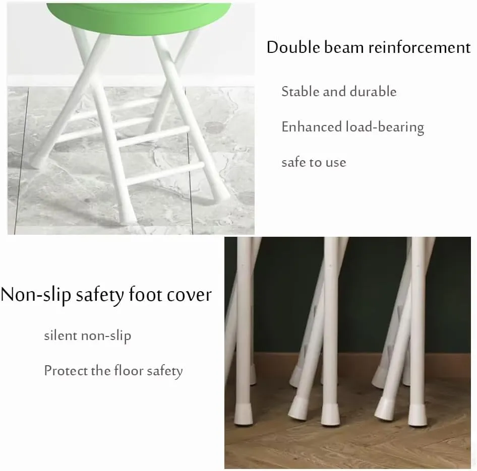 Set of 2 Portable Folding Round Stool,Cushioned Padded Folding Bar Stool,for Outdoor Indoor Fishing Hiking Gardening Travel（Sitting Height:17.7in）,White-Seat Height 45cm 2 Piece