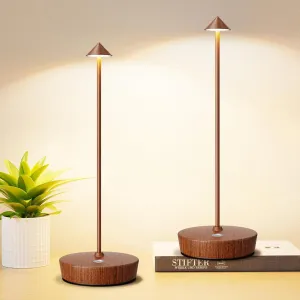 Set of 2 Rechargeable Cordless Table Lamp,6000mAh LED Battery Operated Desk Lamp Touch 3 Color Dimming Portable Outdoor Waterproof Table Light for Patio/Restaurant/Dining/Home (Grain)