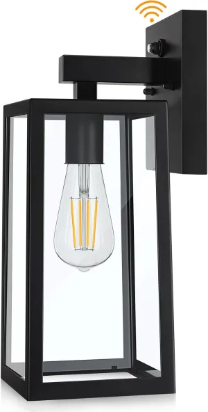 SHINE HAI Dusk to Dawn Sensor Outdoor Wall Sconce, Exterior Lantern Fixture with E26 Base, Wall Mount Waterproof Lamp for Porch, Doorway