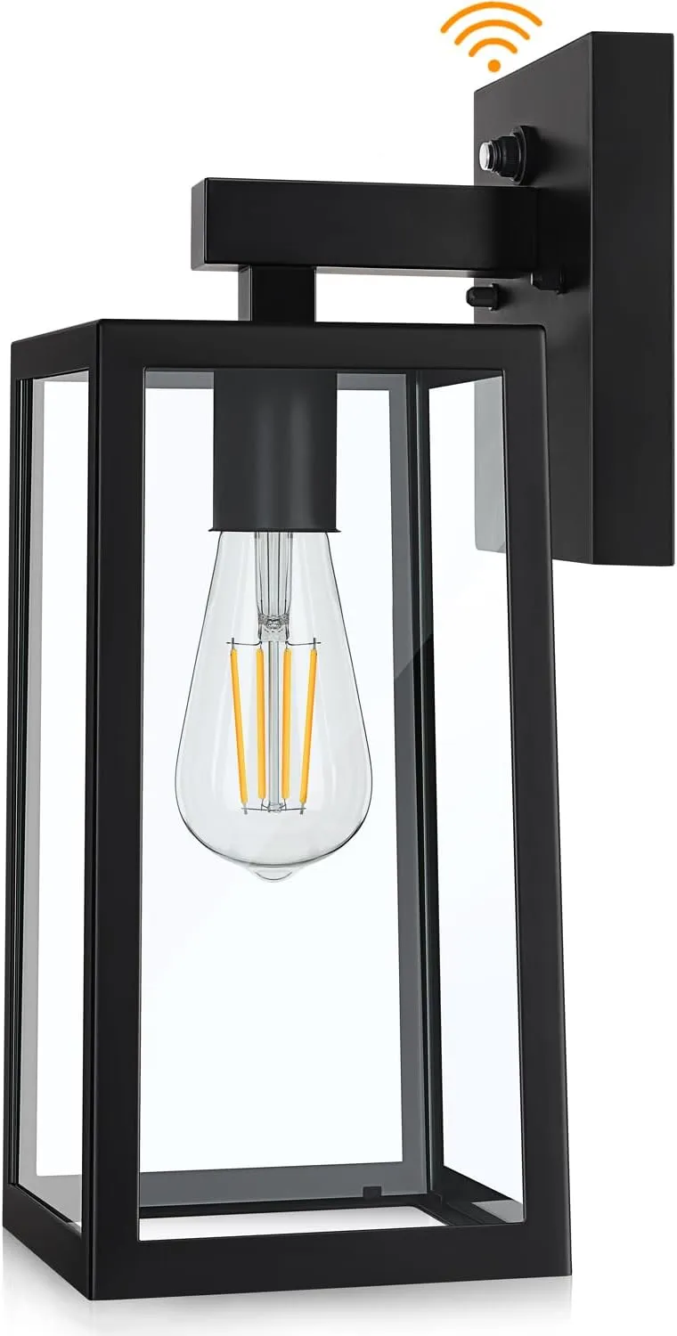 SHINE HAI Dusk to Dawn Sensor Outdoor Wall Sconce, Exterior Lantern Fixture with E26 Base, Wall Mount Waterproof Lamp for Porch, Doorway