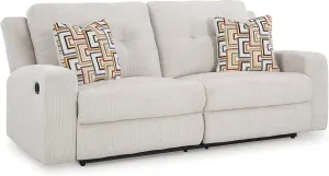 Signature Design by Ashley Danum Modern Tufted Manual Reclining Sofa with 2 Accent Pillows, Beige
