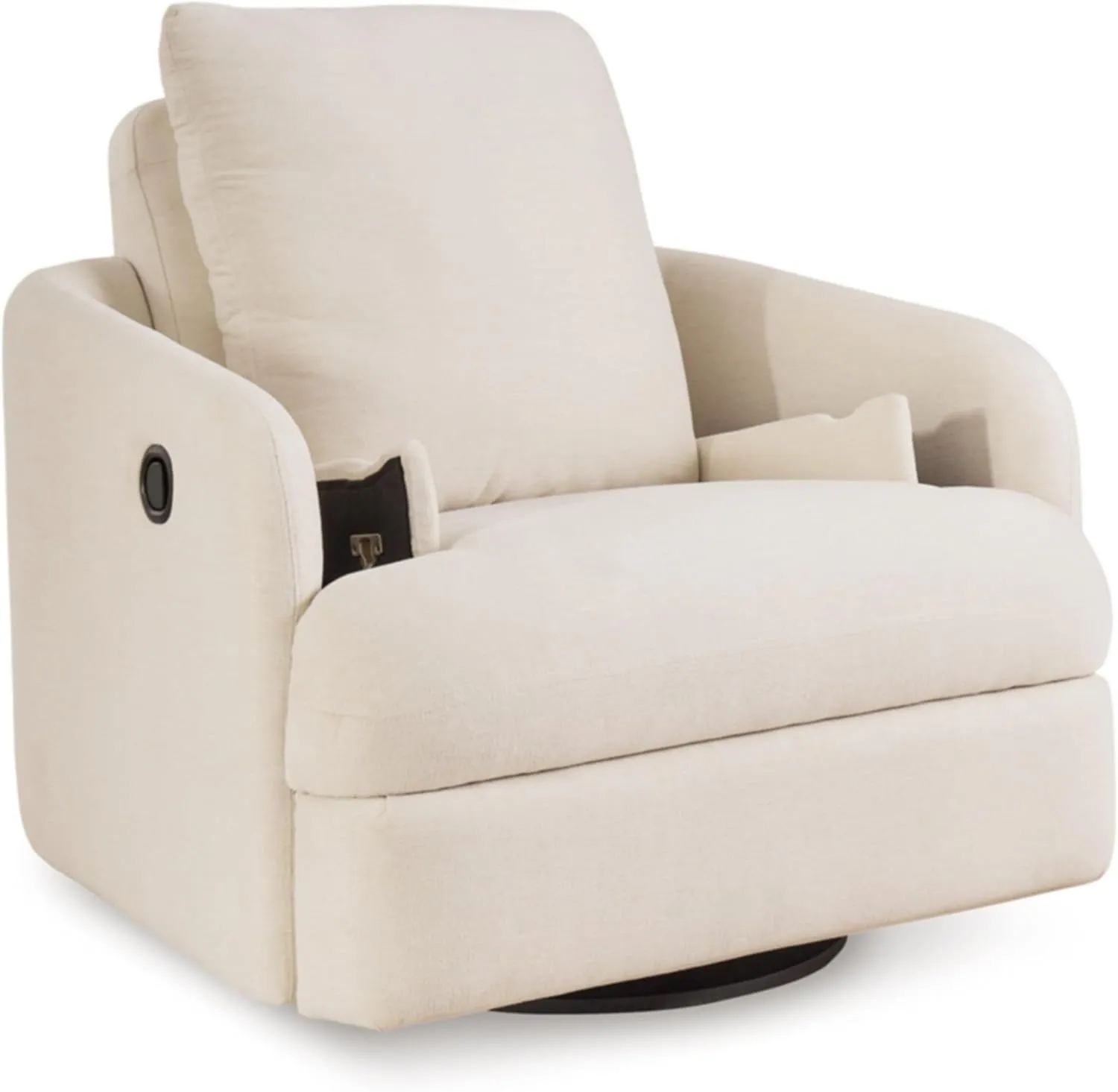 Signature Design by Ashley Modmax Coastal Press-Back Swivel Glider Rocker Recliner with Machine Washable Cover, Hidden Storage Compartments and 2 Bolster Pillows, Beige