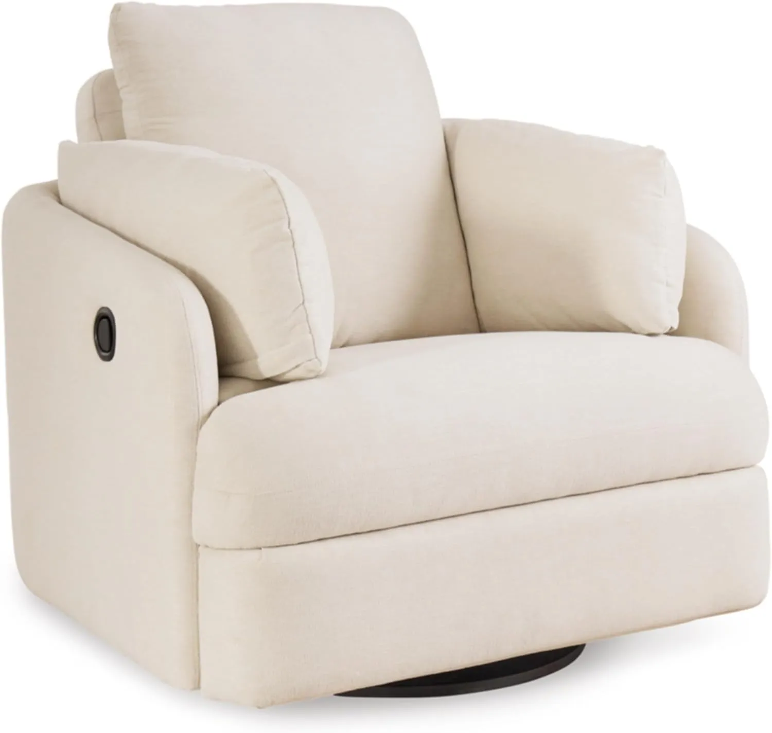 Signature Design by Ashley Modmax Coastal Press-Back Swivel Glider Rocker Recliner with Machine Washable Cover, Hidden Storage Compartments and 2 Bolster Pillows, Beige